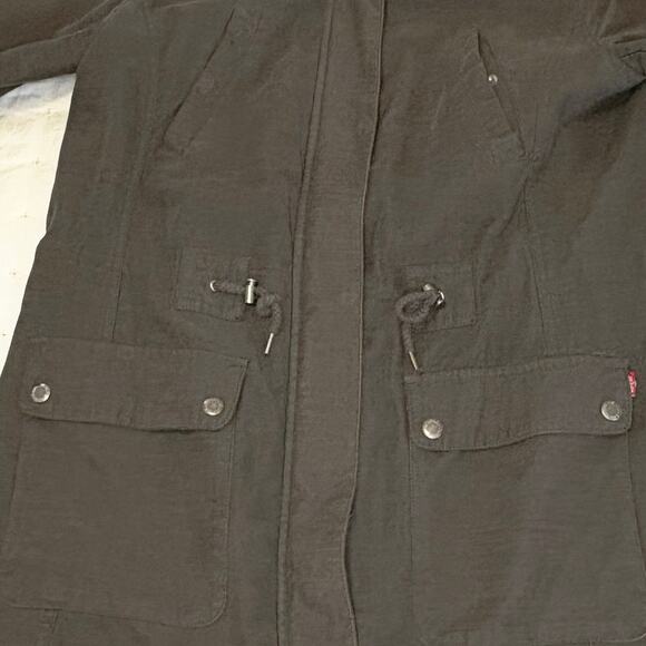 Levi's Hooded Anorak Jacket Women's M | Army Green Cotton Utility Parka - Picture 6 of 15